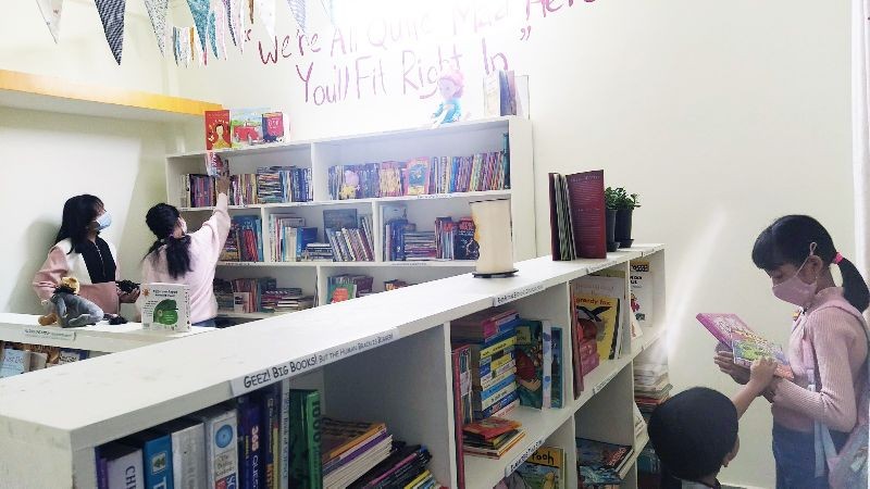 Children browsing books at The Book Home (Morung Photo)